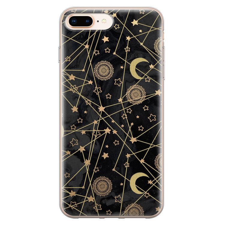Leuke Telefoonhoesjes iPhone 8 Plus/7 Plus siliconen hoesje - Sun, moon, stars
