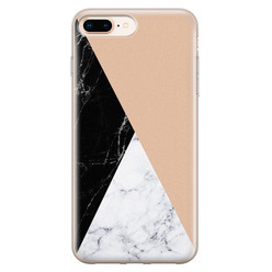 Leuke Telefoonhoesjes iPhone 8 Plus/7 Plus siliconen hoesje - Marmer zwart bruin