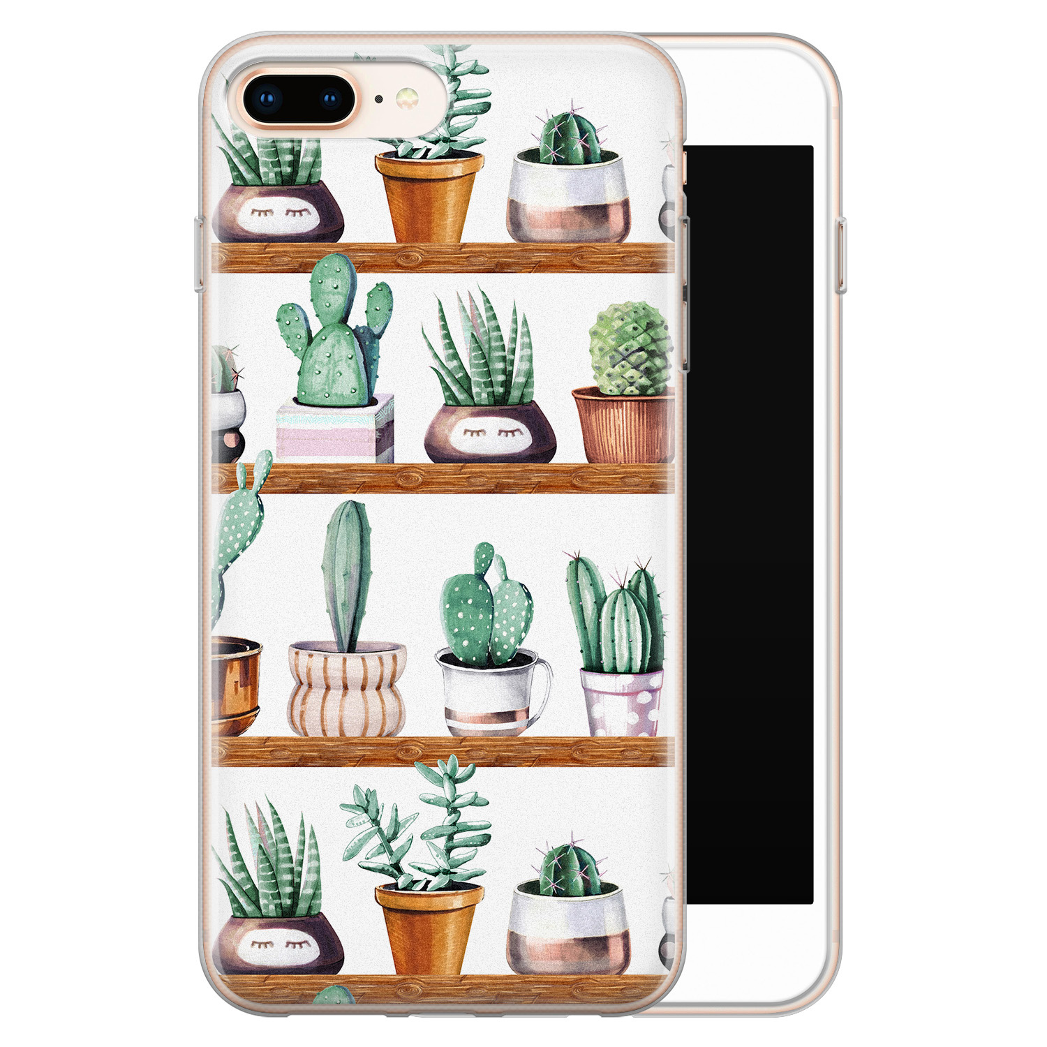 Leuke Telefoonhoesjes iPhone 8 Plus/7 Plus siliconen hoesje - Cactus