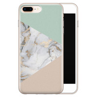 Leuke Telefoonhoesjes iPhone 8 Plus/7 Plus siliconen hoesje - Marmer pastel mix