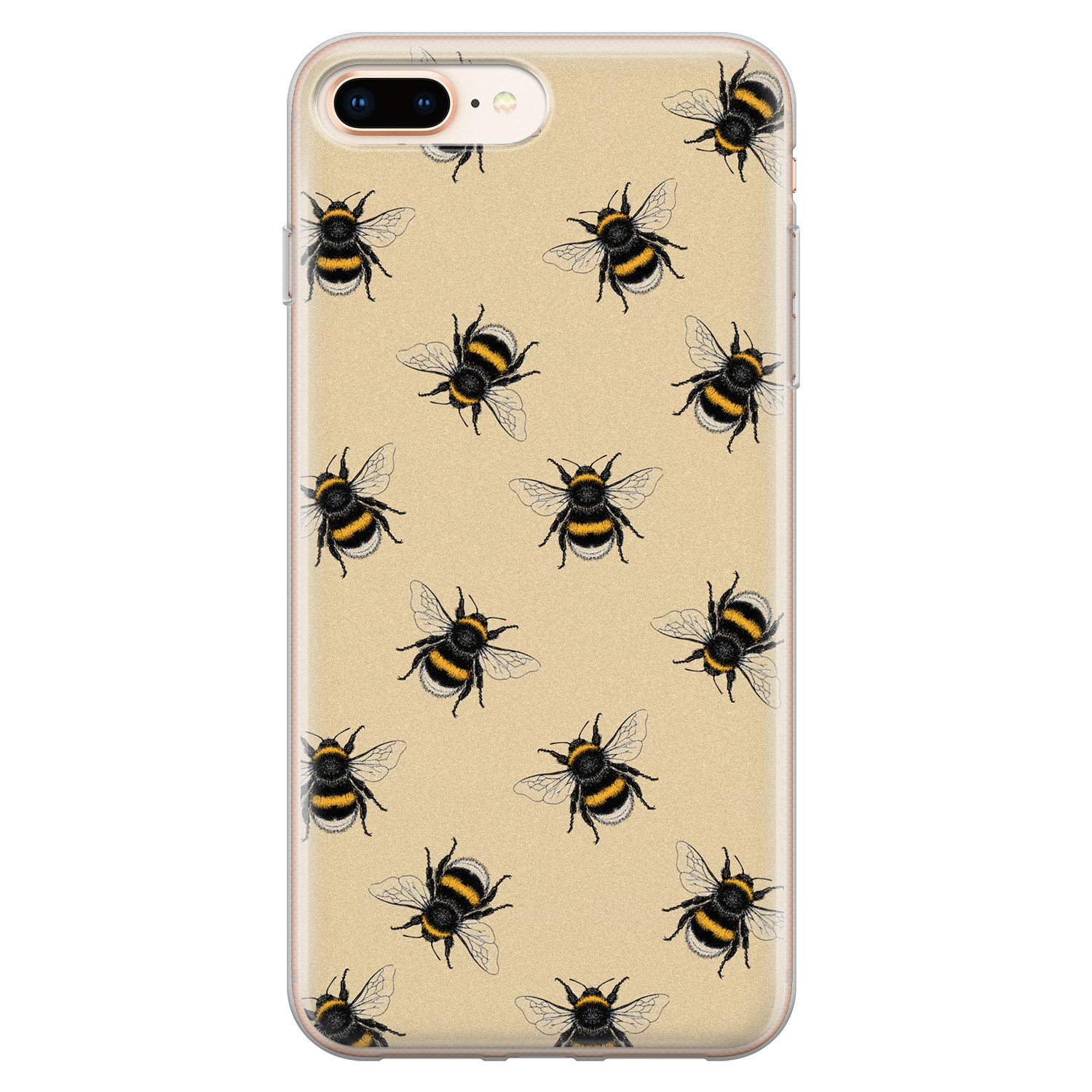 Leuke Telefoonhoesjes iPhone 8 Plus/7 Plus siliconen hoesje - Bee happy