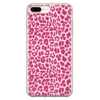 Leuke Telefoonhoesjes iPhone 8 Plus/7 Plus siliconen hoesje - Luipaard roze