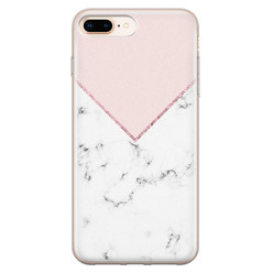 Leuke Telefoonhoesjes iPhone 8 Plus/7 Plus siliconen hoesje - Marmer roze grijs