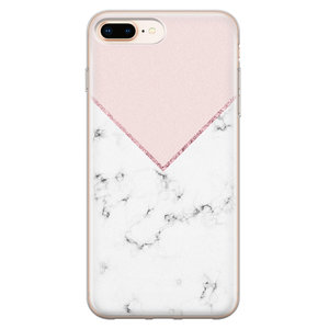 Leuke Telefoonhoesjes iPhone 8 Plus/7 Plus siliconen hoesje - Marmer roze grijs