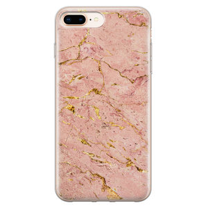 Leuke Telefoonhoesjes iPhone 8 Plus/7 Plus siliconen hoesje - Marmer roze goud