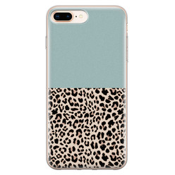 Leuke Telefoonhoesjes iPhone 8 Plus/7 Plus siliconen hoesje - Luipaard mint