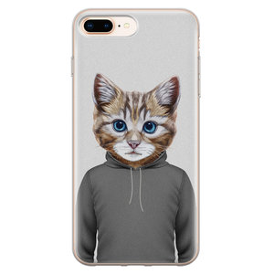 Leuke Telefoonhoesjes iPhone 8 Plus/7 Plus siliconen hoesje - Poezenhoofd