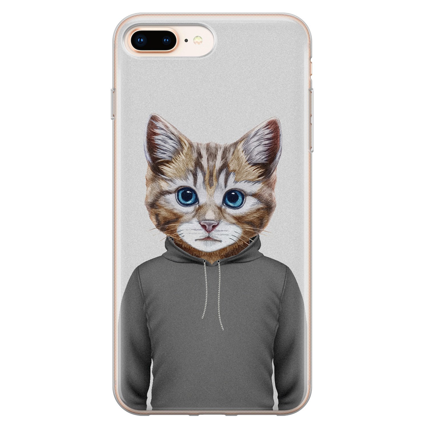 Leuke Telefoonhoesjes iPhone 8 Plus/7 Plus siliconen hoesje - Poezenhoofd