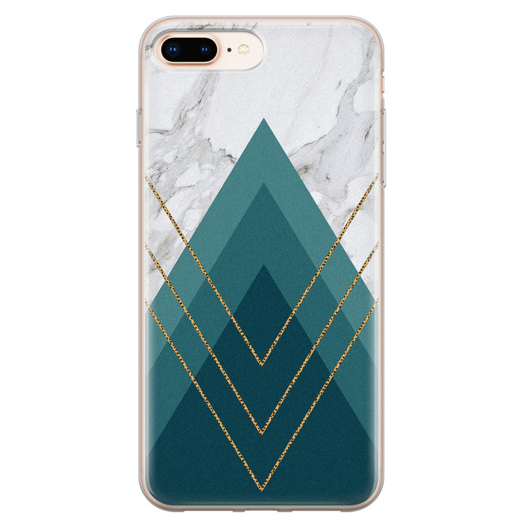 Leuke Telefoonhoesjes iPhone 8 Plus/7 Plus siliconen hoesje - Geometrisch blauw