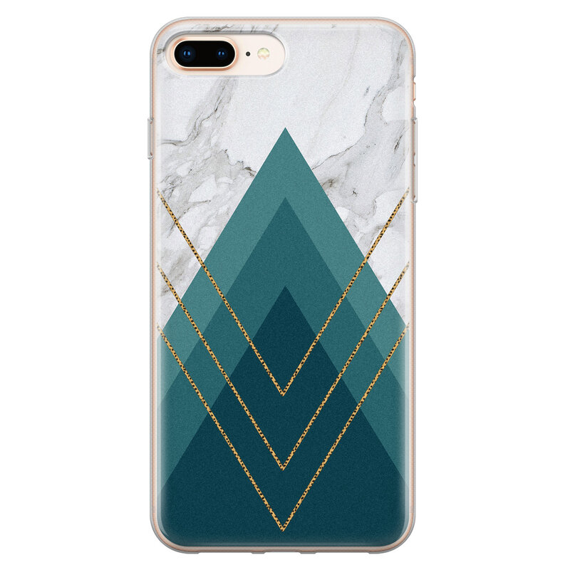 Leuke Telefoonhoesjes iPhone 8 Plus/7 Plus siliconen hoesje - Geometrisch blauw