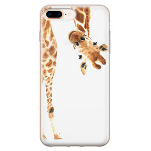 Leuke Telefoonhoesjes iPhone 8 Plus/7 Plus siliconen hoesje - Giraffe peekaboo
