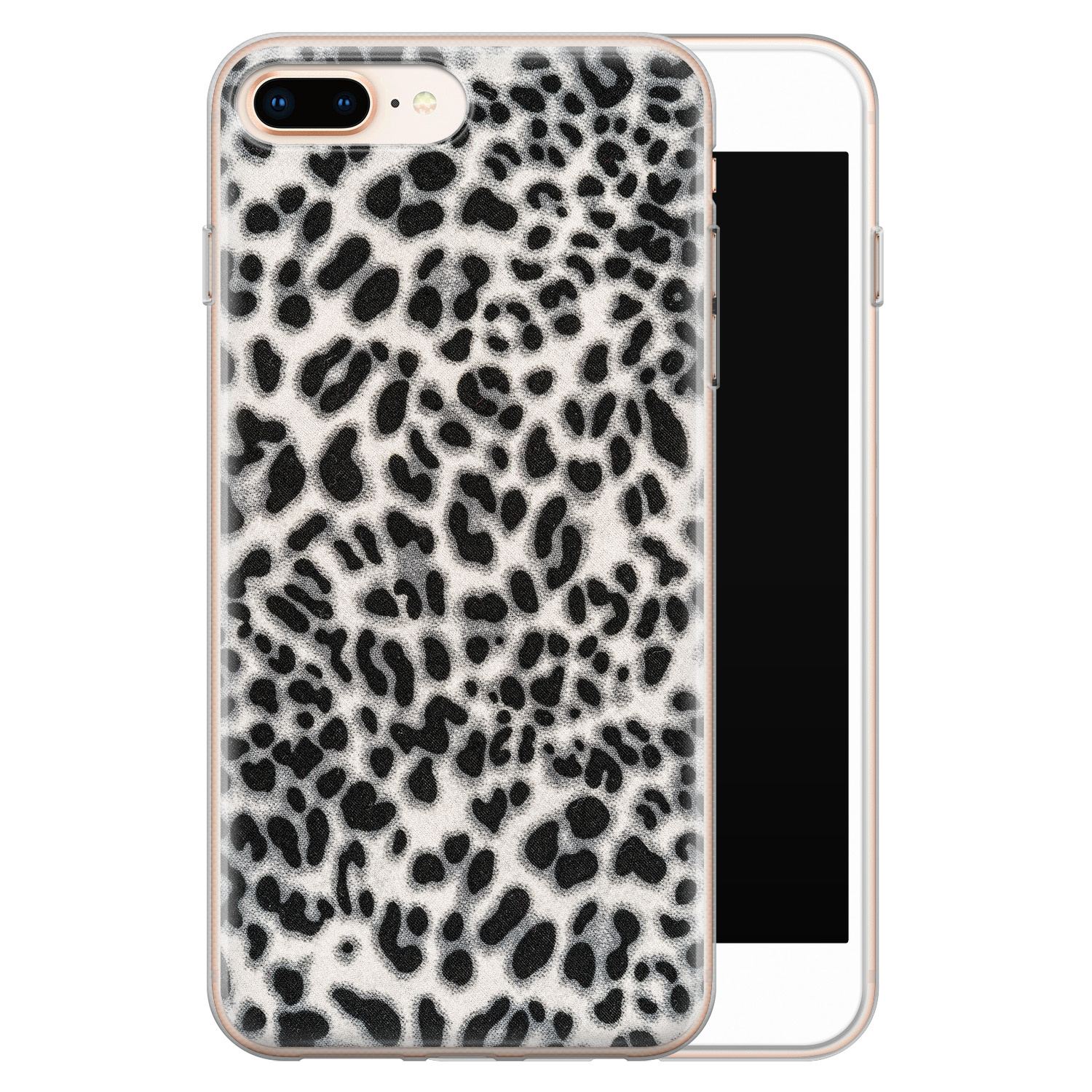Leuke Telefoonhoesjes iPhone 8 Plus/7 Plus siliconen hoesje - Luipaard grijs
