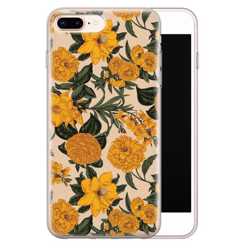 Leuke Telefoonhoesjes iPhone 8 Plus/7 Plus siliconen hoesje - Retro flowers