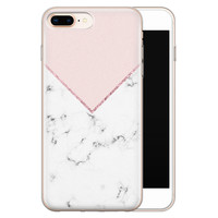 Leuke Telefoonhoesjes iPhone 8 Plus/7 Plus siliconen hoesje - Marmer roze grijs