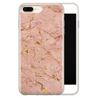 Leuke Telefoonhoesjes iPhone 8 Plus/7 Plus siliconen hoesje - Marmer roze goud