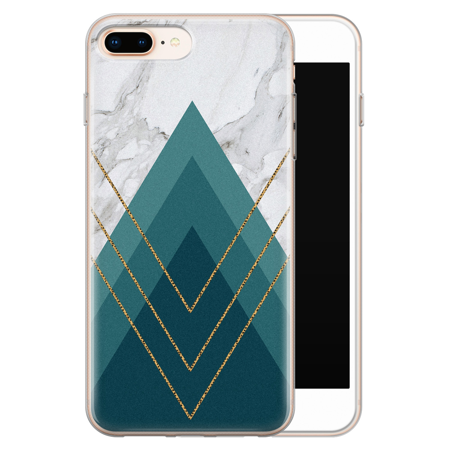 Leuke Telefoonhoesjes iPhone 8 Plus/7 Plus siliconen hoesje - Geometrisch blauw