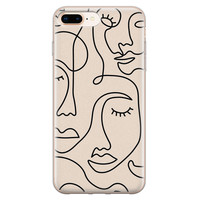 Leuke Telefoonhoesjes iPhone 8 Plus/7 Plus siliconen hoesje - Abstract gezicht lijnen