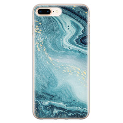 Leuke Telefoonhoesjes iPhone 8 Plus/7 Plus siliconen hoesje - Marmer blauw