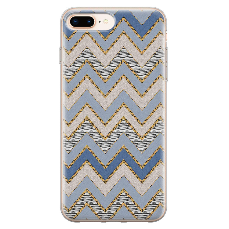 Leuke Telefoonhoesjes iPhone 8 Plus/7 Plus siliconen hoesje - Retro zigzag
