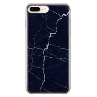 Leuke Telefoonhoesjes iPhone 8 Plus/7 Plus siliconen hoesje - Marmer navy blauw