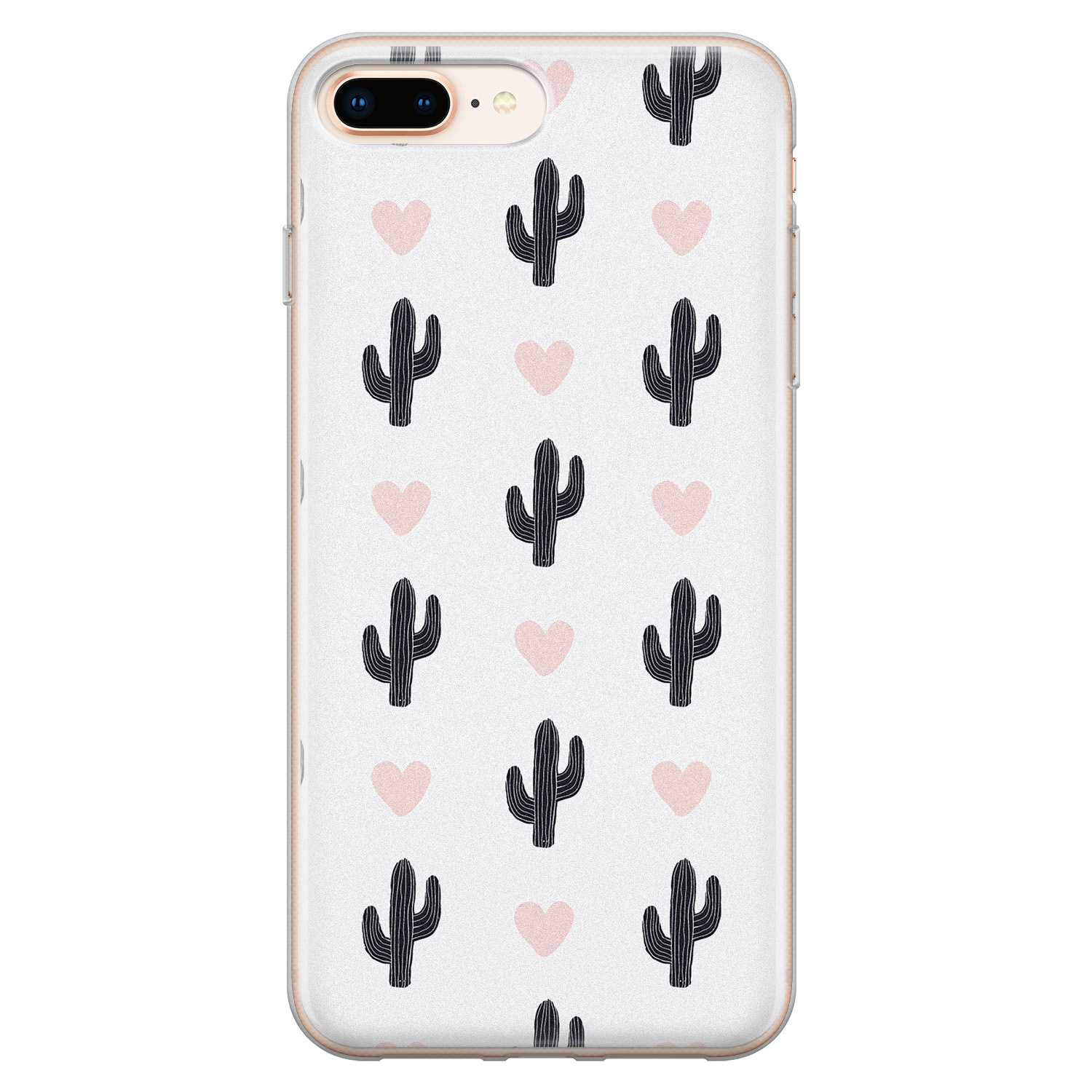 Leuke Telefoonhoesjes iPhone 8 Plus/7 Plus siliconen hoesje - Cactus love