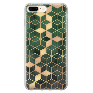 Leuke Telefoonhoesjes iPhone 8 Plus/7 Plus siliconen hoesje - Green cubes