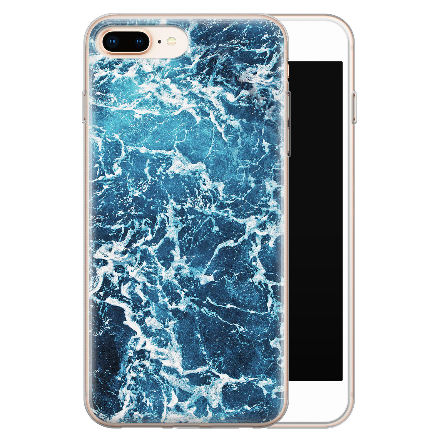 Leuke Telefoonhoesjes iPhone 8 Plus/7 Plus siliconen hoesje - Ocean blue