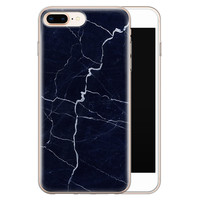 Leuke Telefoonhoesjes iPhone 8 Plus/7 Plus siliconen hoesje - Marmer navy blauw
