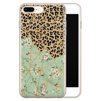 Leuke Telefoonhoesjes iPhone 8 Plus/7 Plus siliconen hoesje - Luipaard flower print