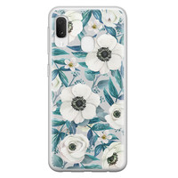 Leuke Telefoonhoesjes Samsung Galaxy A20e siliconen hoesje - Witte bloemen