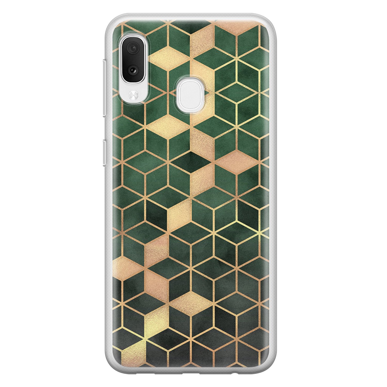 Leuke Telefoonhoesjes Samsung Galaxy A20e siliconen hoesje - Green cubes