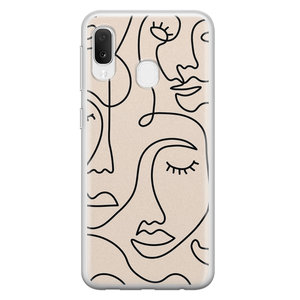 Leuke Telefoonhoesjes Samsung Galaxy A20e siliconen hoesje - Abstract gezicht lijnen