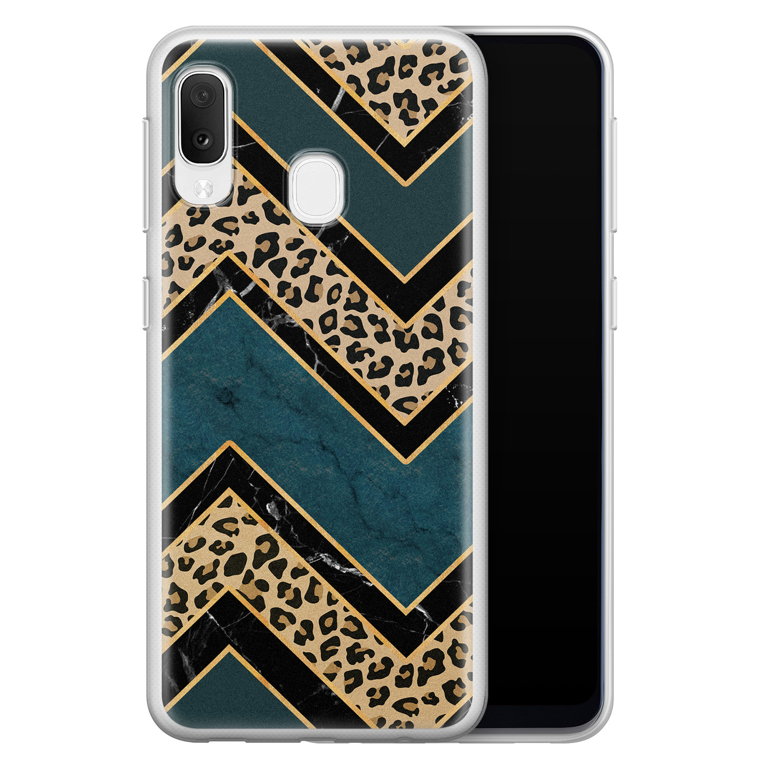 Leuke Telefoonhoesjes Samsung Galaxy A20e siliconen hoesje - Luipaard zigzag