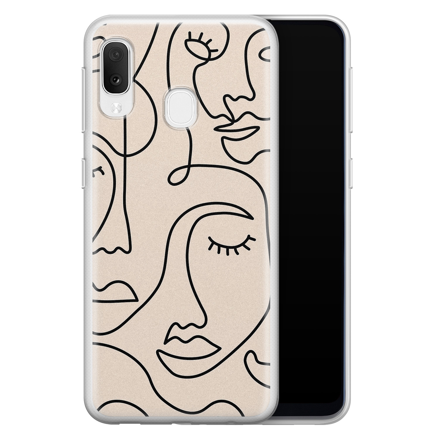 Leuke Telefoonhoesjes Samsung Galaxy A20e siliconen hoesje - Abstract gezicht lijnen