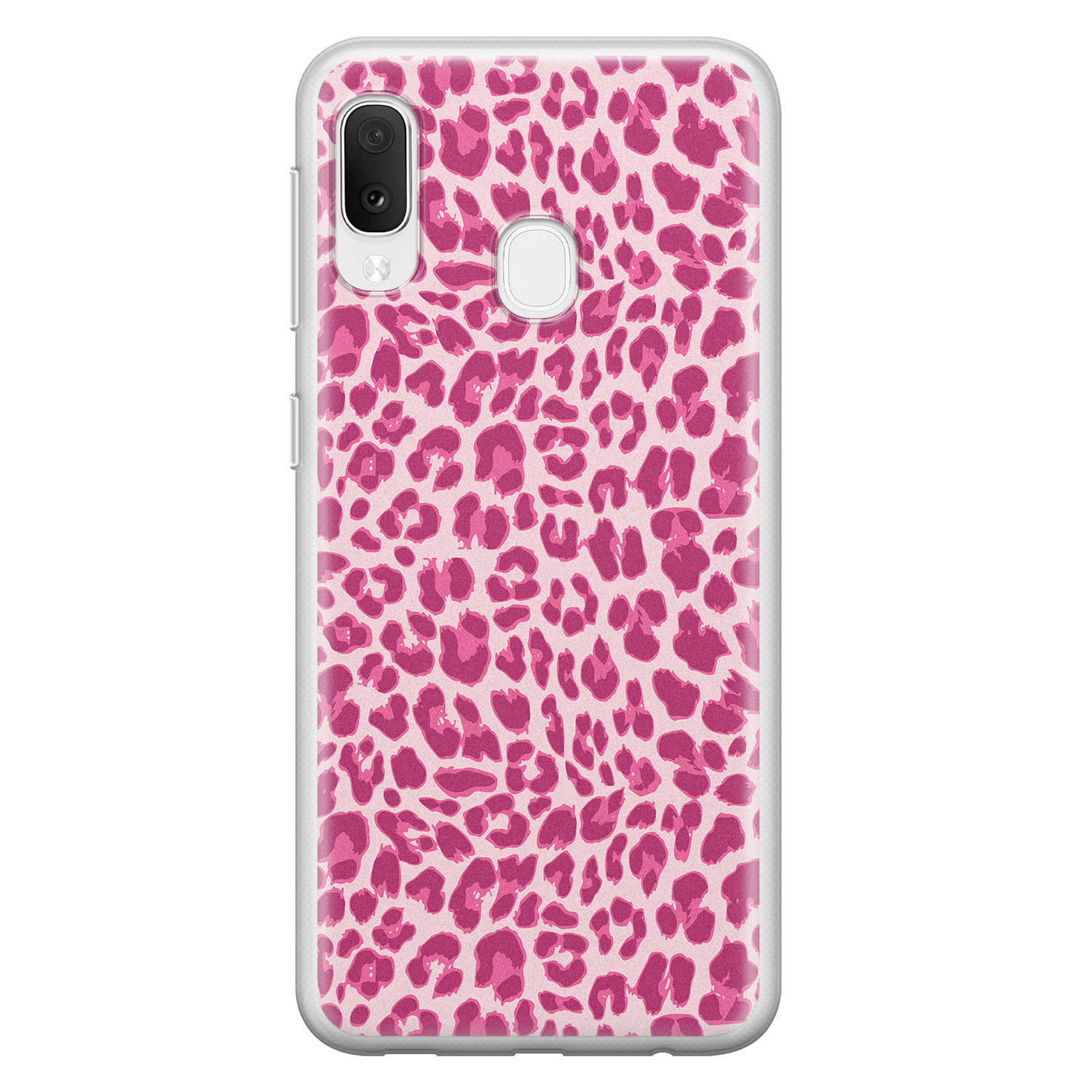 Leuke Telefoonhoesjes Samsung Galaxy A20e siliconen hoesje - Luipaard roze