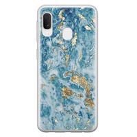 Leuke Telefoonhoesjes Samsung Galaxy A20e siliconen hoesje - Goud blauw marmer