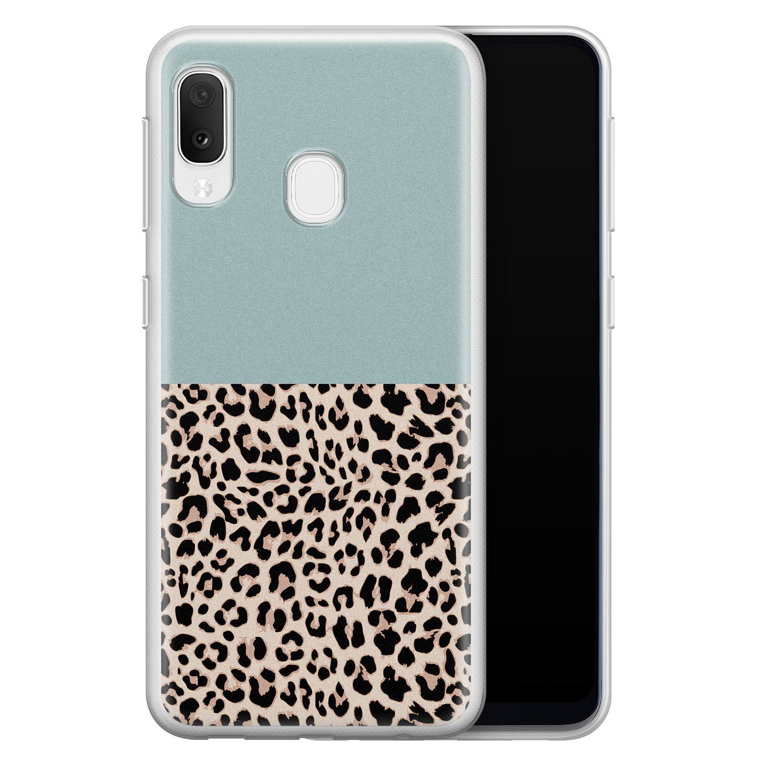 Leuke Telefoonhoesjes Samsung Galaxy A20e siliconen hoesje - Luipaard mint