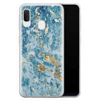 Leuke Telefoonhoesjes Samsung Galaxy A20e siliconen hoesje - Goud blauw marmer