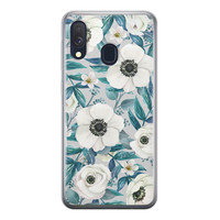 Leuke Telefoonhoesjes Samsung Galaxy A40 siliconen hoesje - Witte bloemen