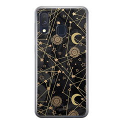 Leuke Telefoonhoesjes Samsung Galaxy A40 siliconen hoesje - Sun, moon, stars