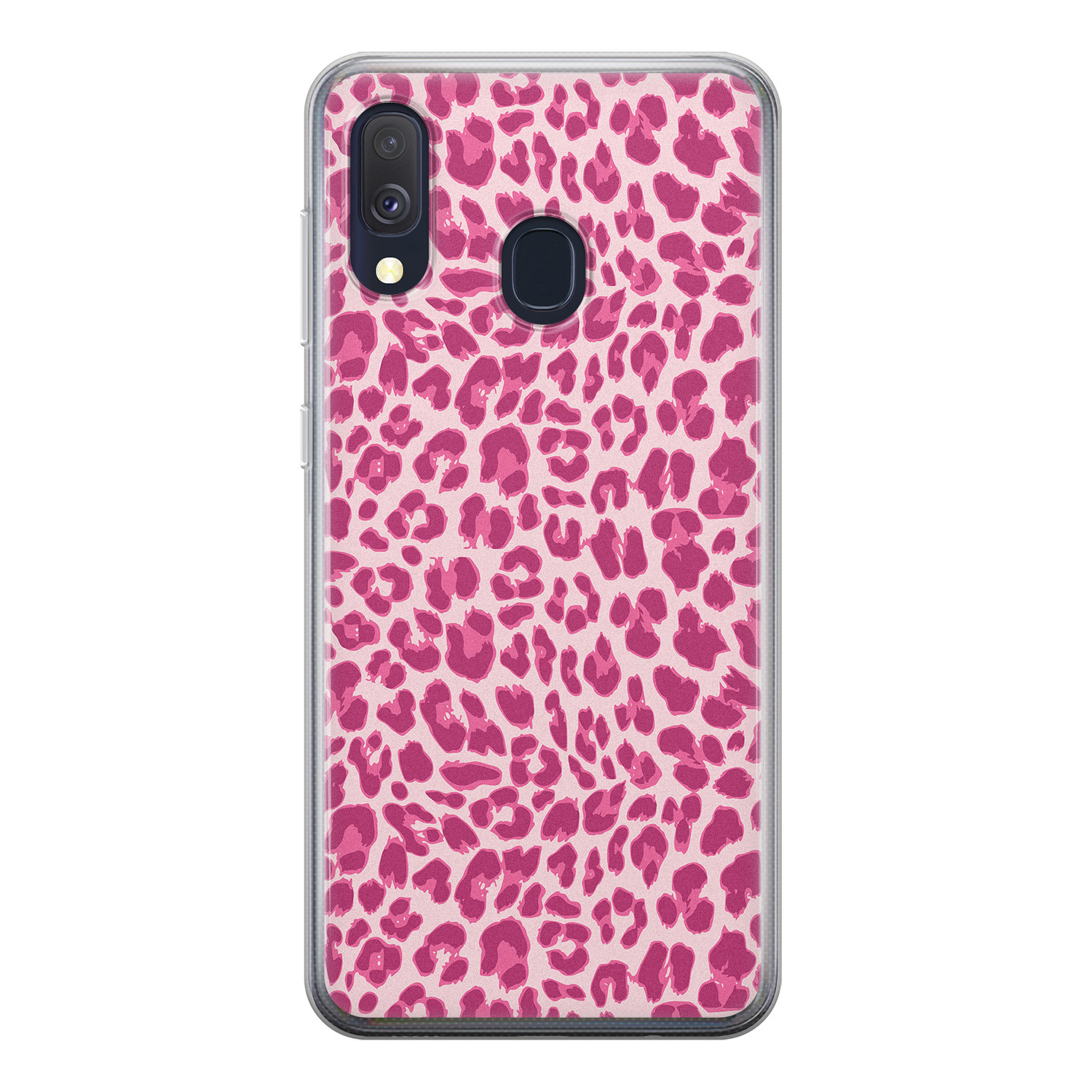 Leuke Telefoonhoesjes Samsung Galaxy A40 siliconen hoesje - Luipaard roze