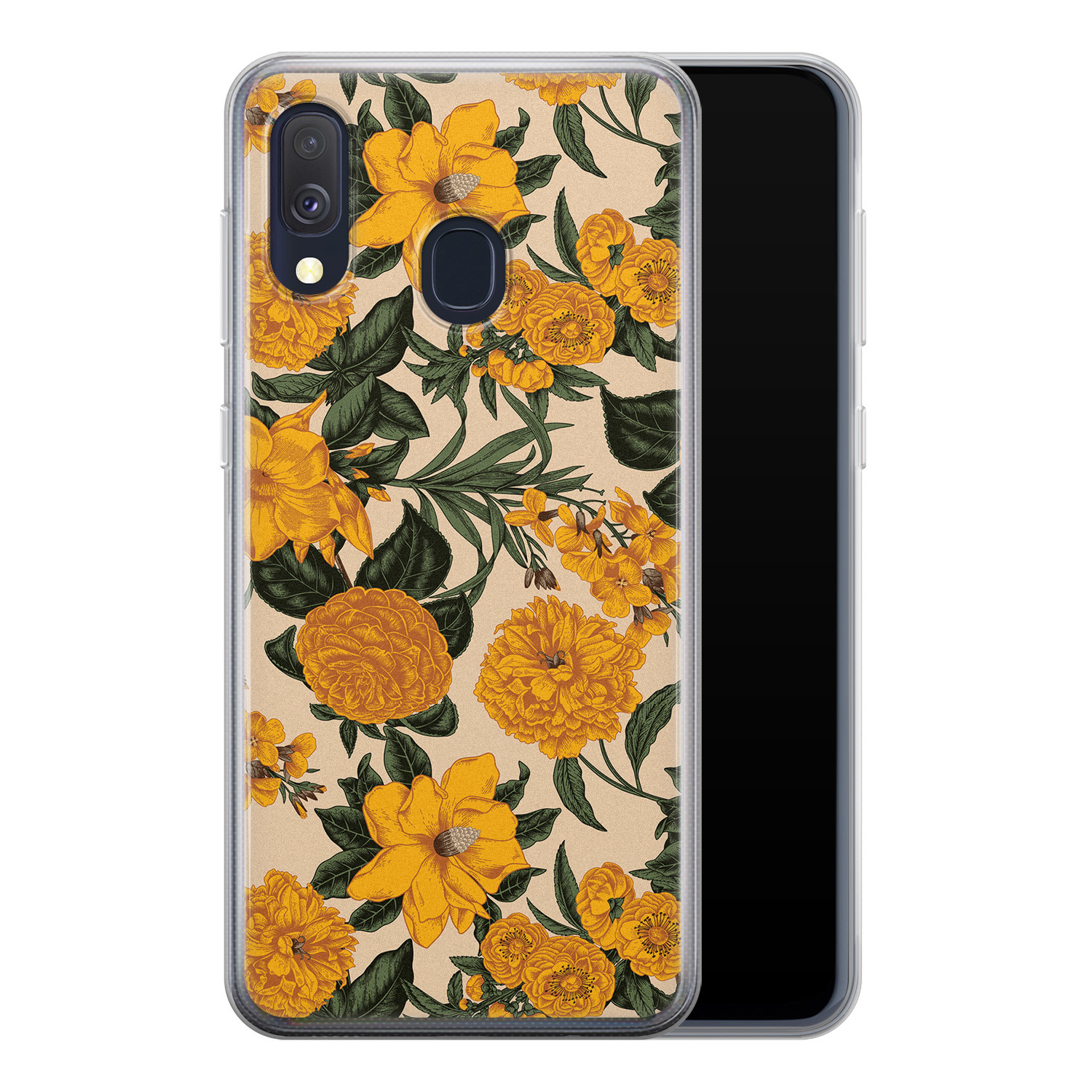 Leuke Telefoonhoesjes Samsung Galaxy A40 siliconen hoesje - Retro flowers