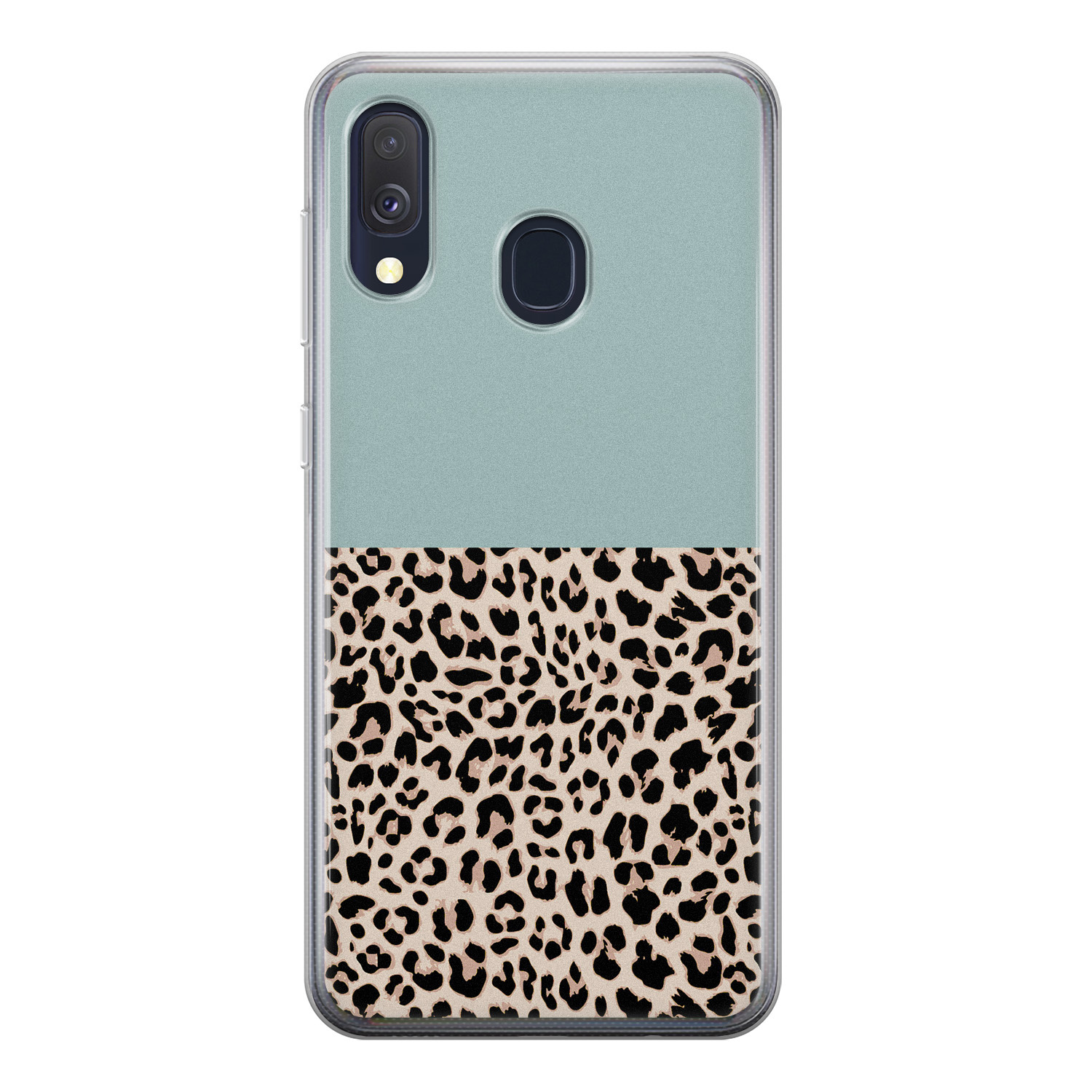 Leuke Telefoonhoesjes Samsung Galaxy A40 siliconen hoesje - Luipaard mint