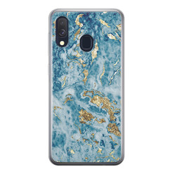 Leuke Telefoonhoesjes Samsung Galaxy A40 siliconen hoesje - Goud blauw marmer