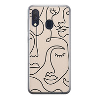 Leuke Telefoonhoesjes Samsung Galaxy A40 siliconen hoesje - Abstract gezicht lijnen