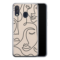 Leuke Telefoonhoesjes Samsung Galaxy A40 siliconen hoesje - Abstract gezicht lijnen