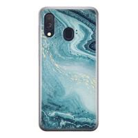 Leuke Telefoonhoesjes Samsung Galaxy A40 siliconen hoesje - Marmer blauw