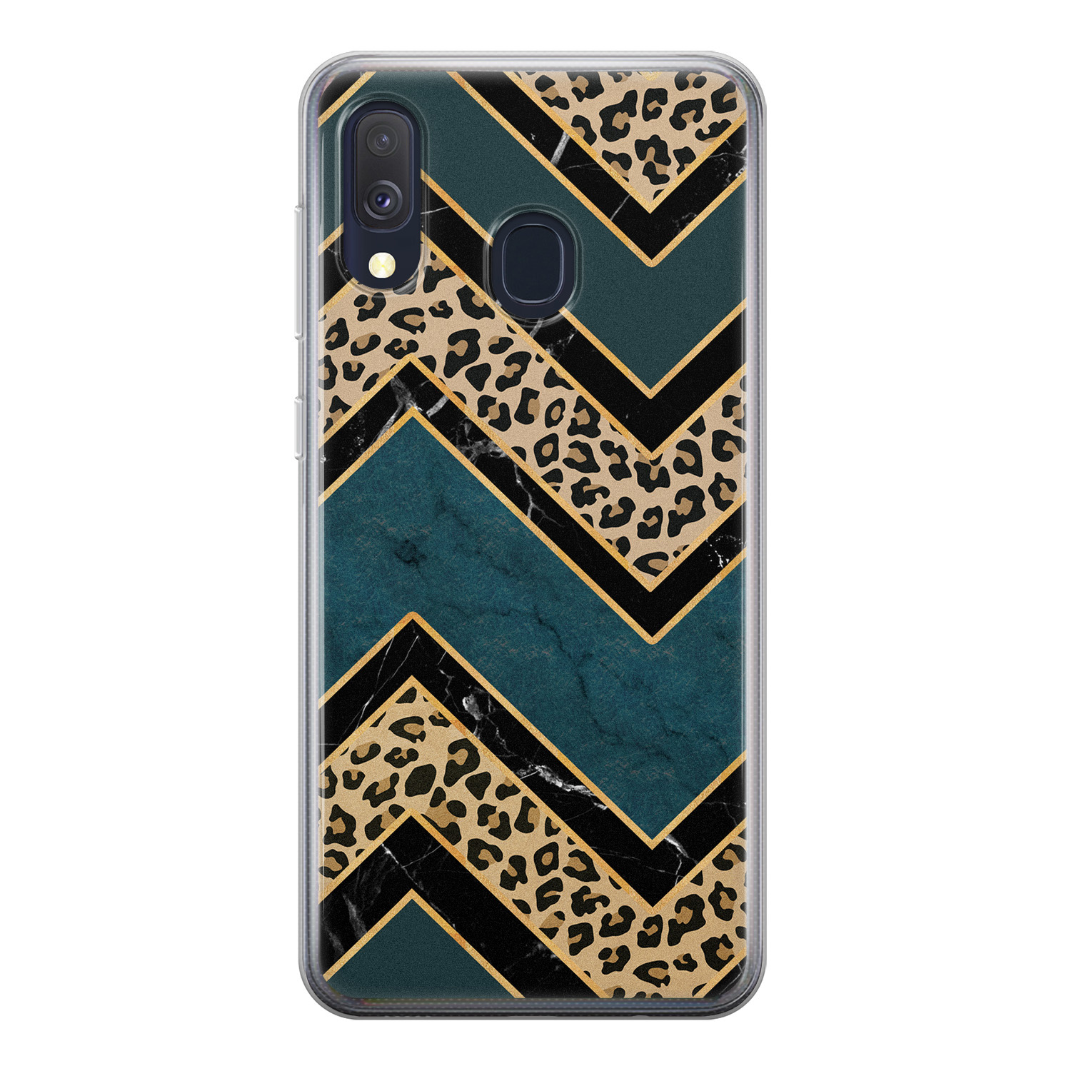 Leuke Telefoonhoesjes Samsung Galaxy A40 siliconen hoesje - Luipaard zigzag