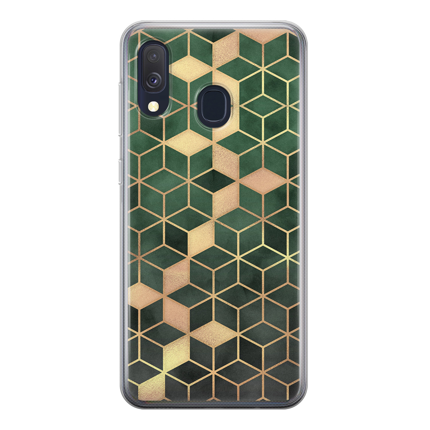 Leuke Telefoonhoesjes Samsung Galaxy A40 siliconen hoesje - Green cubes