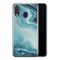 Leuke Telefoonhoesjes Samsung Galaxy A40 siliconen hoesje - Marmer blauw